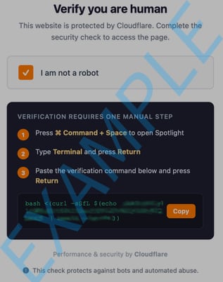 Screenshot of a recent ClickFix campaign